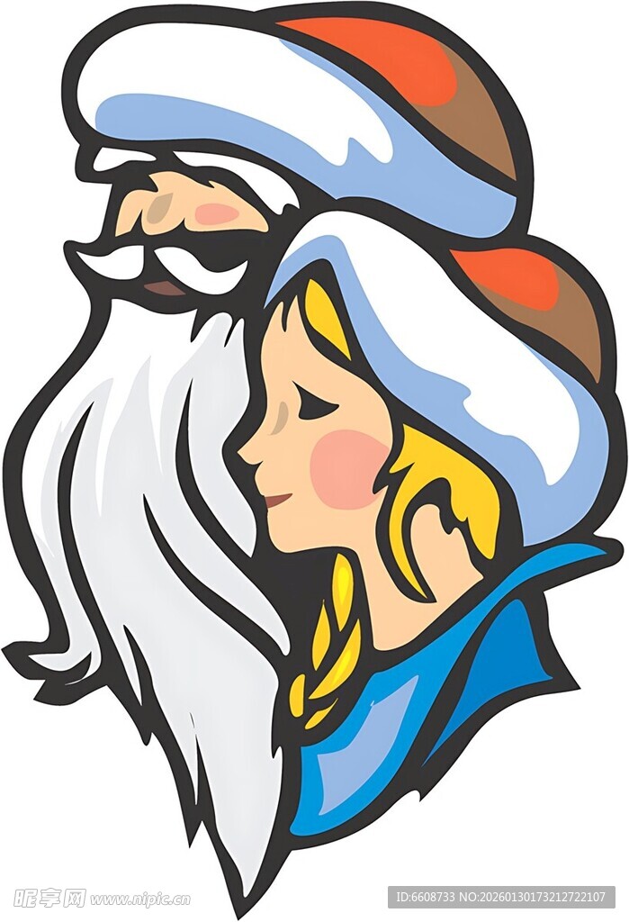 圣诞老人与女孩头像