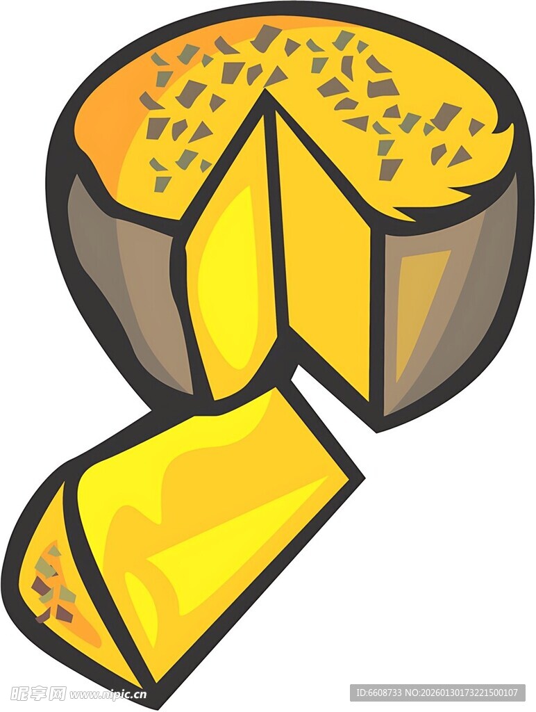 卡通风格的切开奶酪