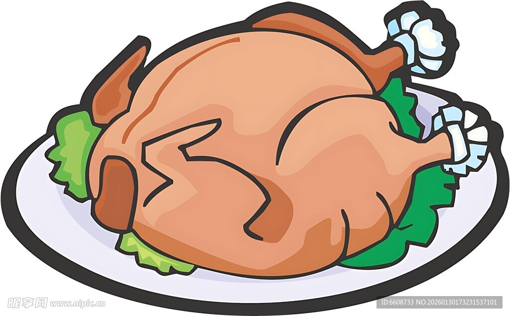 美味烤鸡摆盘图