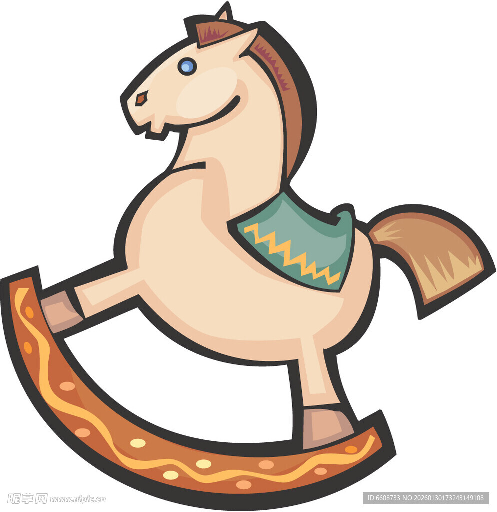 可爱卡通木质摇马
