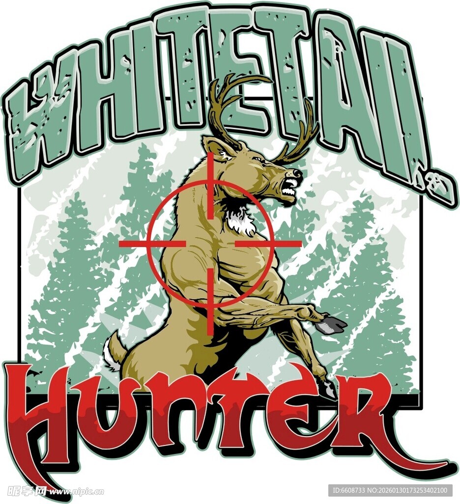 白尾鹿狩猎主题标志