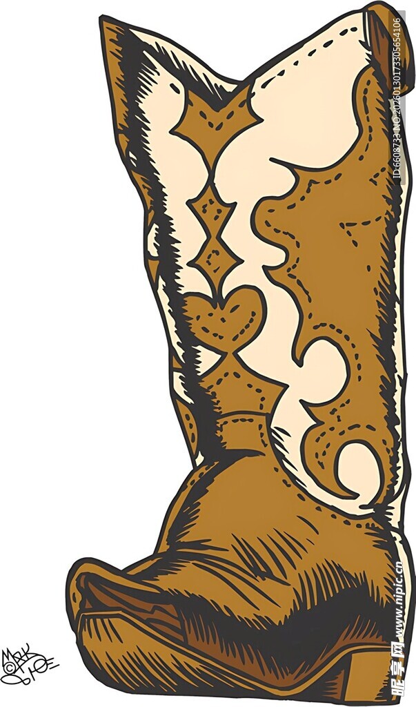 西部风花纹牛仔靴