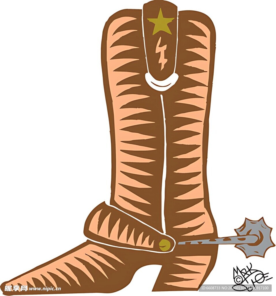 西部牛仔靴配马刺