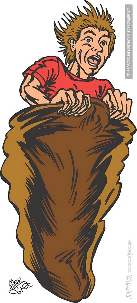 男子从大袋中探出身子