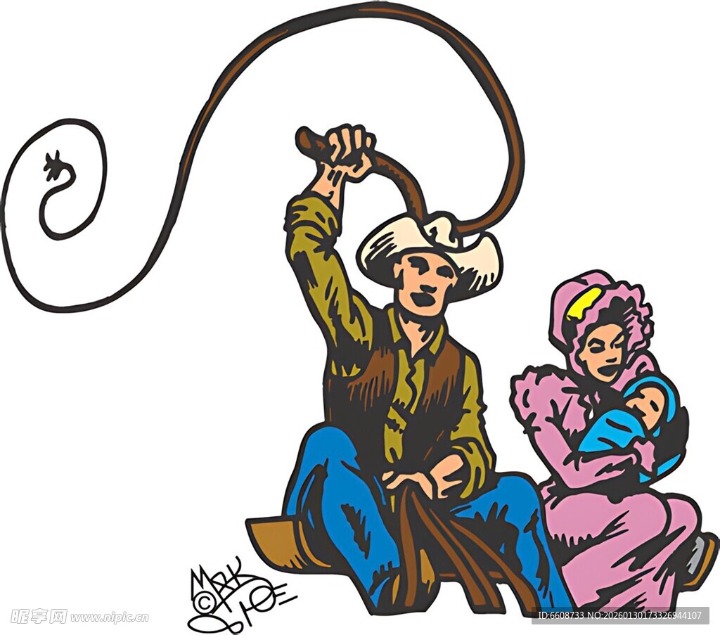 牛仔表演与身旁的女士