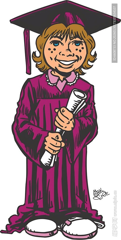 卡通形象的毕业女孩