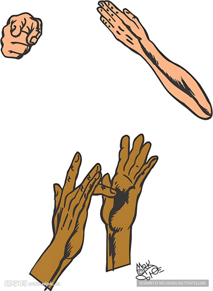 手部动作与表情示意画面