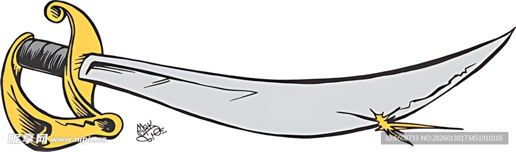 金色弯刀上的小昆虫