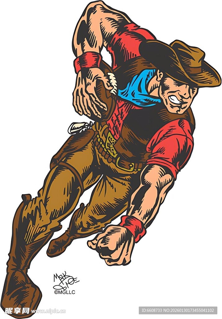 西部牛仔英勇奔跑形象