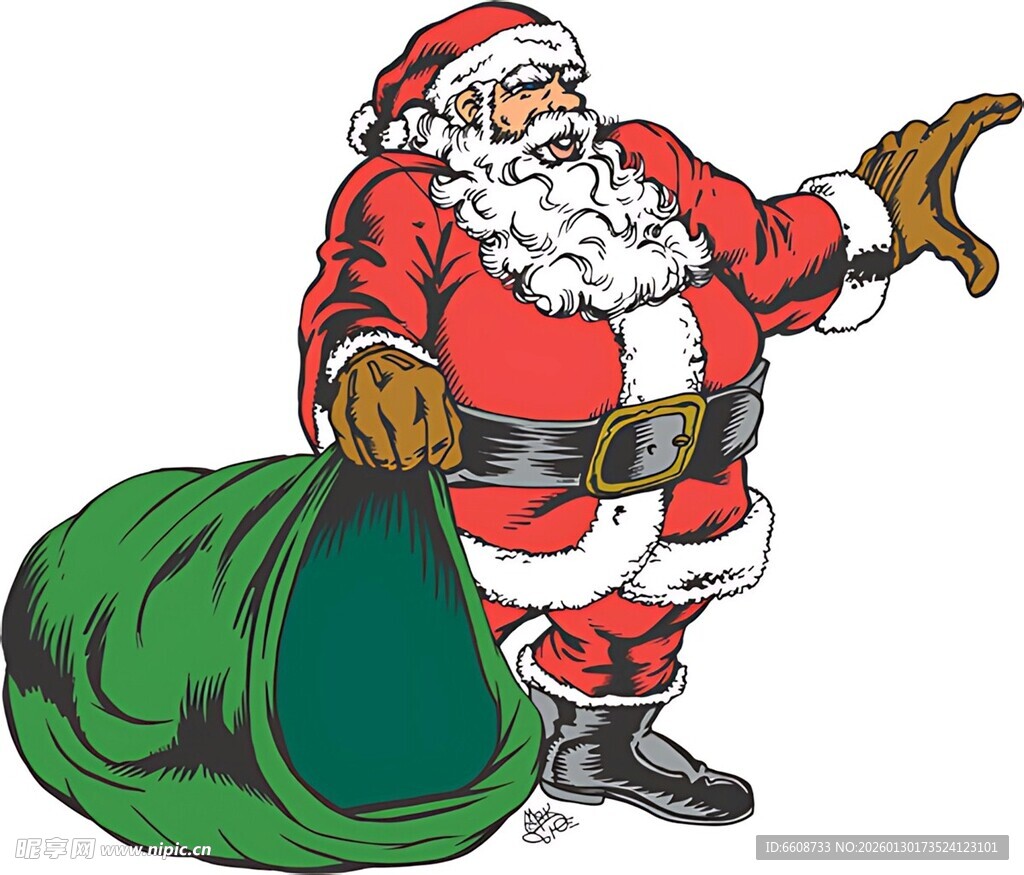 圣诞老人提袋准备送礼物