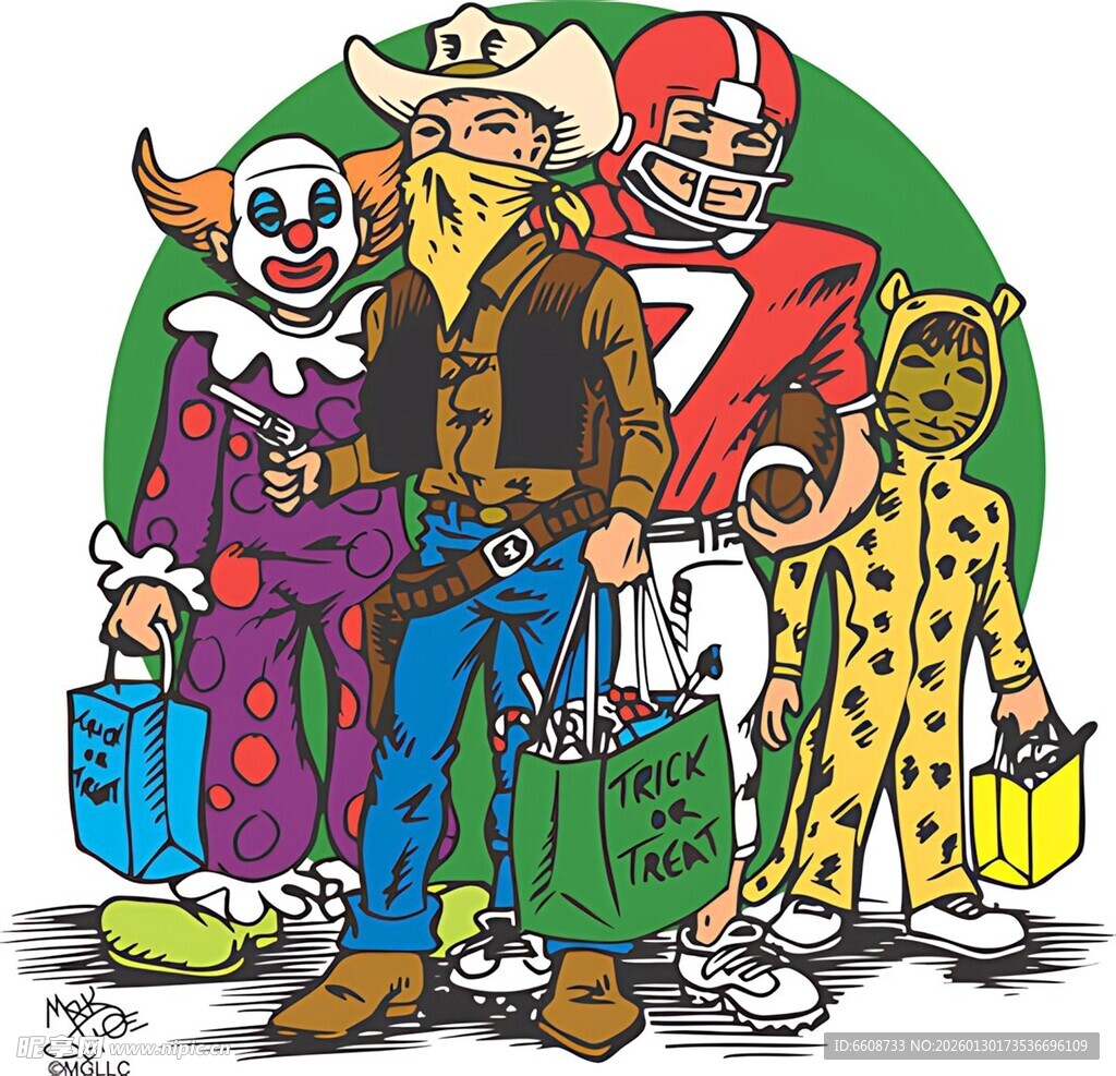 多彩装扮的欢乐人物集合