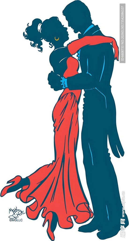 情侣浪漫共舞剪影