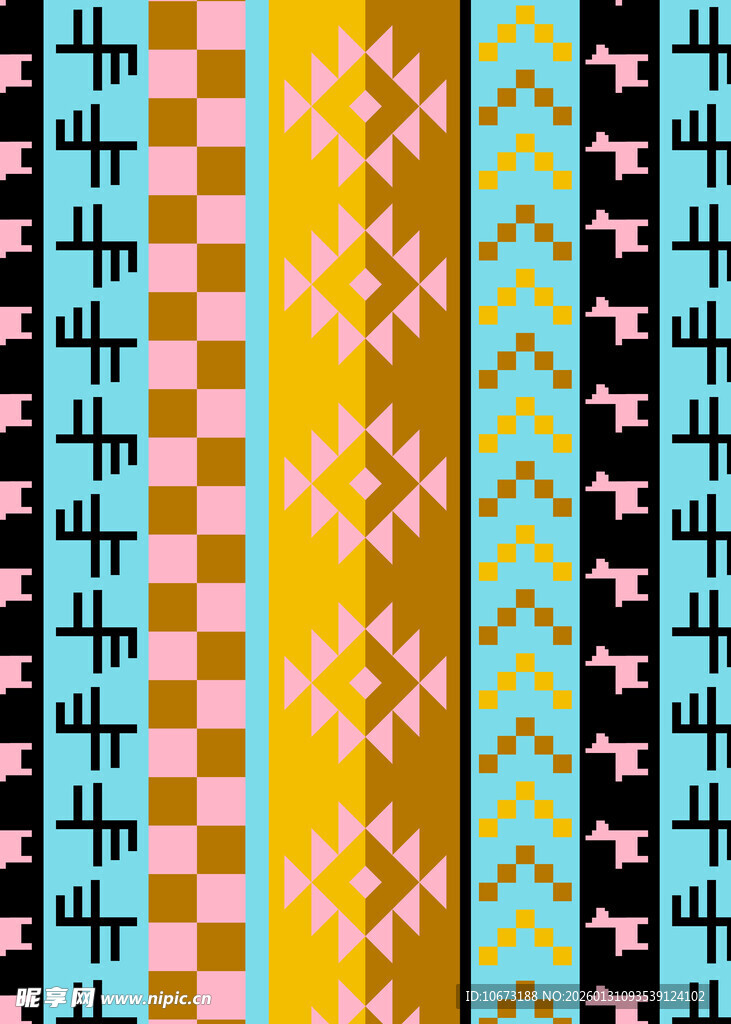 多彩几何图案织物纹理