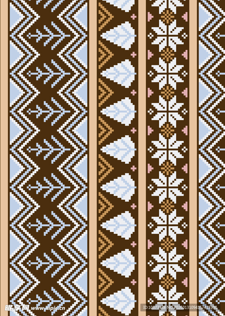 民族风几何花卉图案