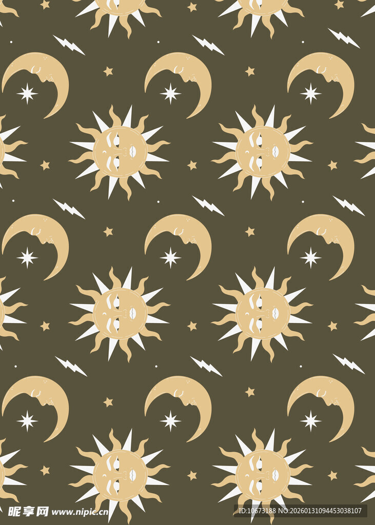 日月图案无缝背景纹理