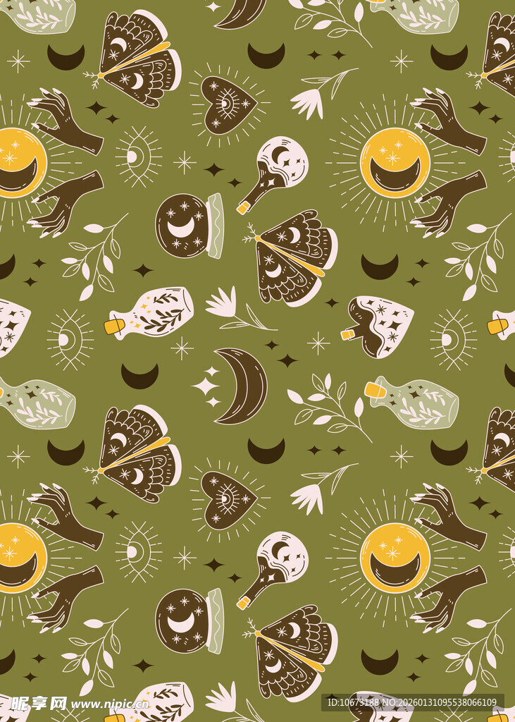 万圣节主题绿色卡通图案