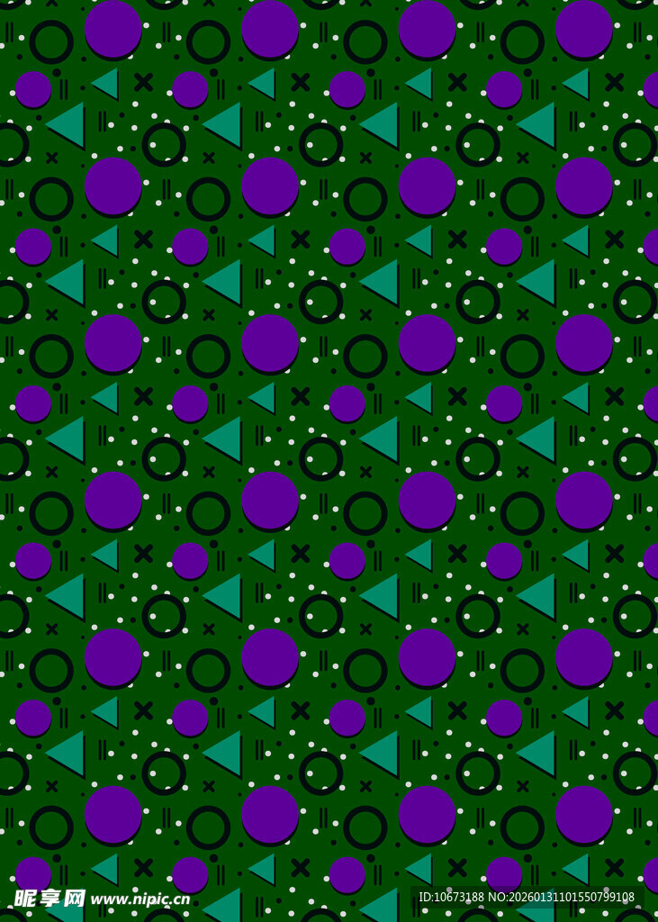 绿底紫蓝几何图案纹理