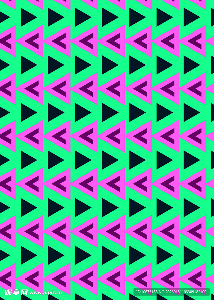 绿底粉箭头几何图案背景