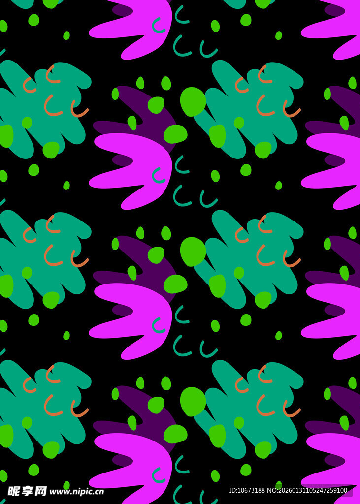 多彩蝴蝶黑色背景图案