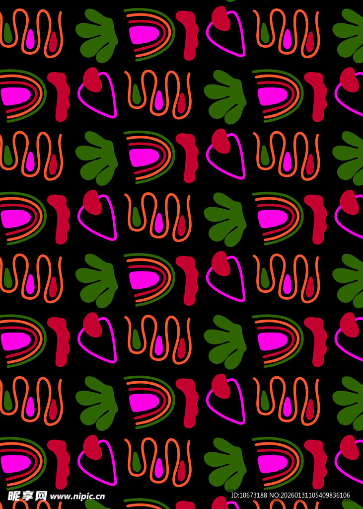 多彩几何植物图案纹理