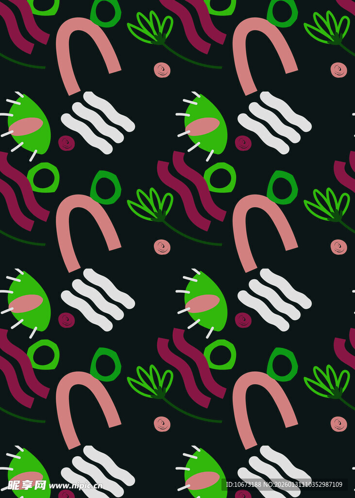 抽象几何植物图案背景