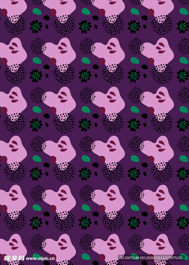 粉色小猪图案紫色背景纹理