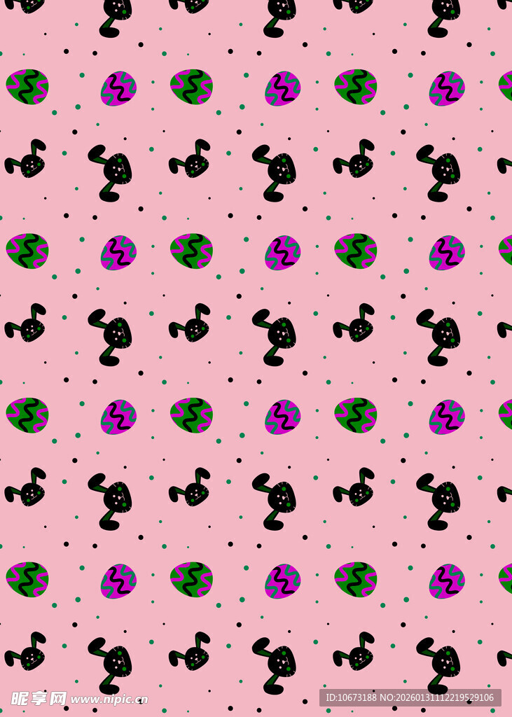粉色底卡通图案无缝背景