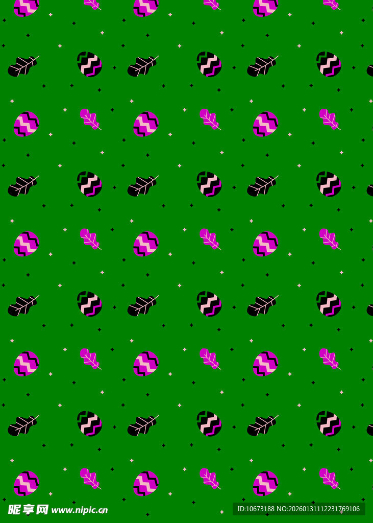 绿色底粉色图案无缝背景