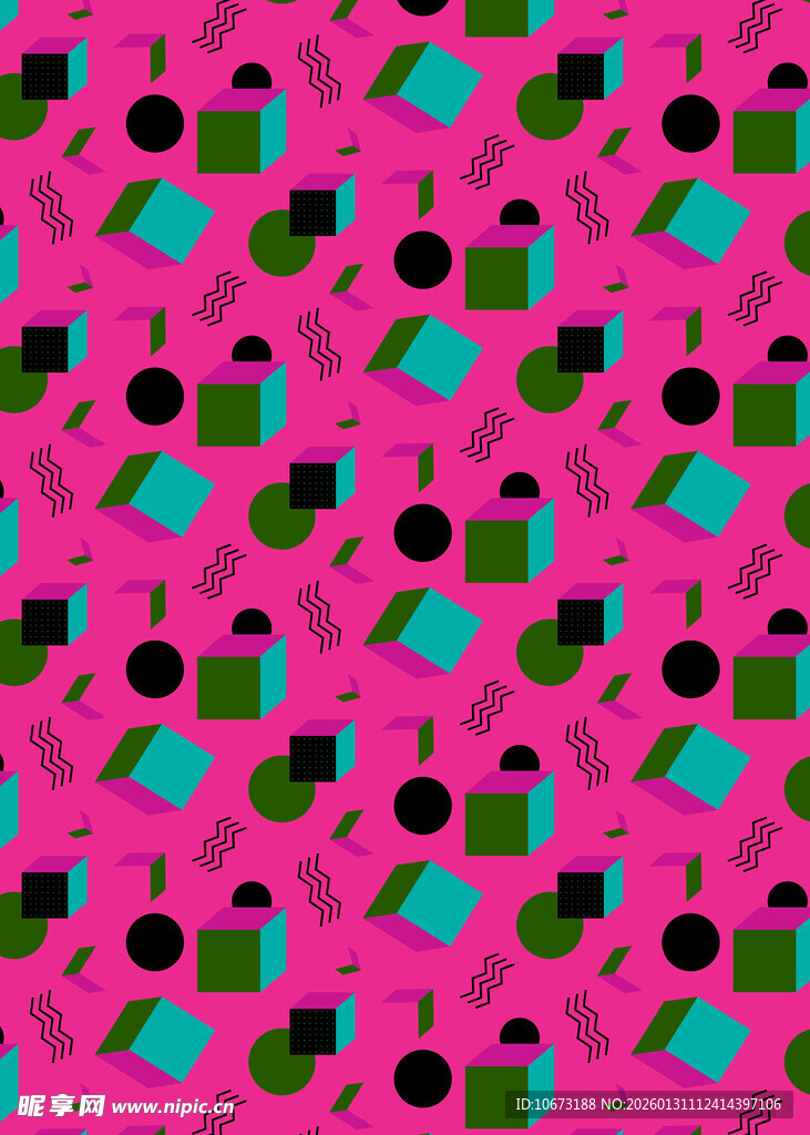 粉色背景多彩图案无缝纹理