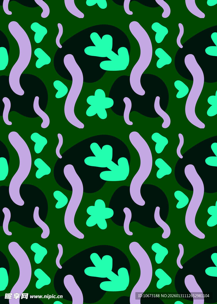 绿色系四叶草与曲线图案