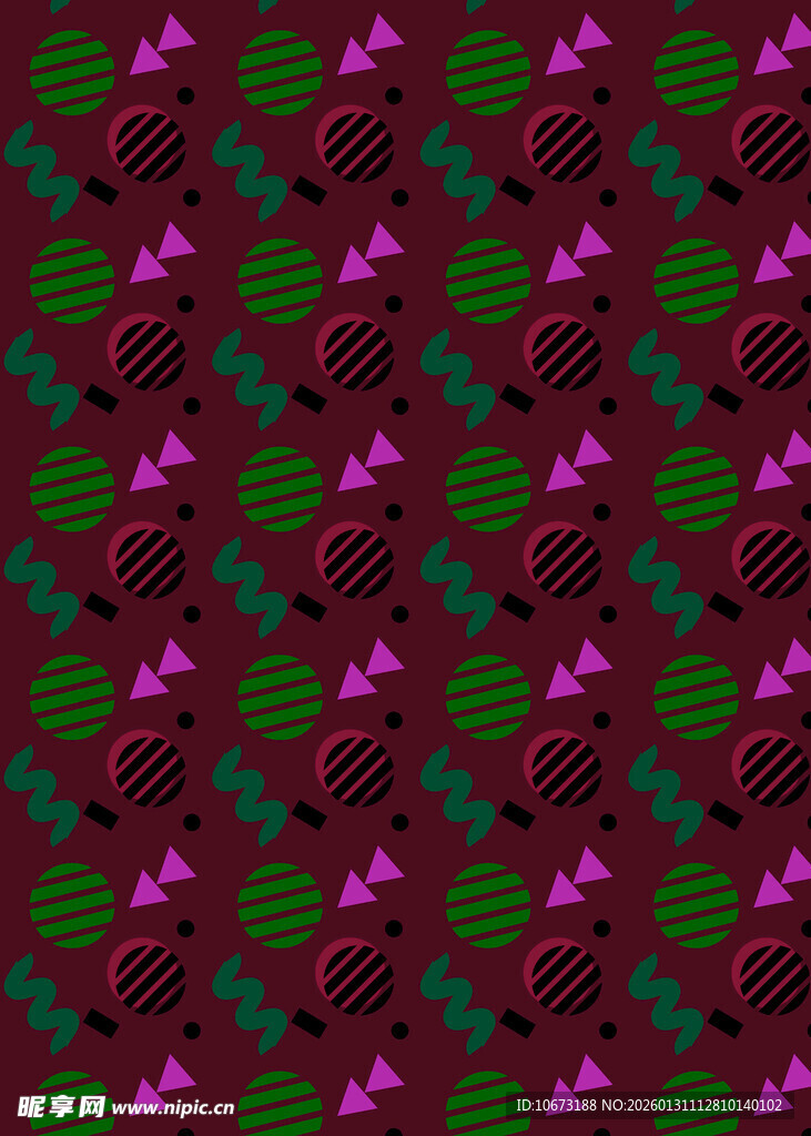 深绿紫花几何图案纹理