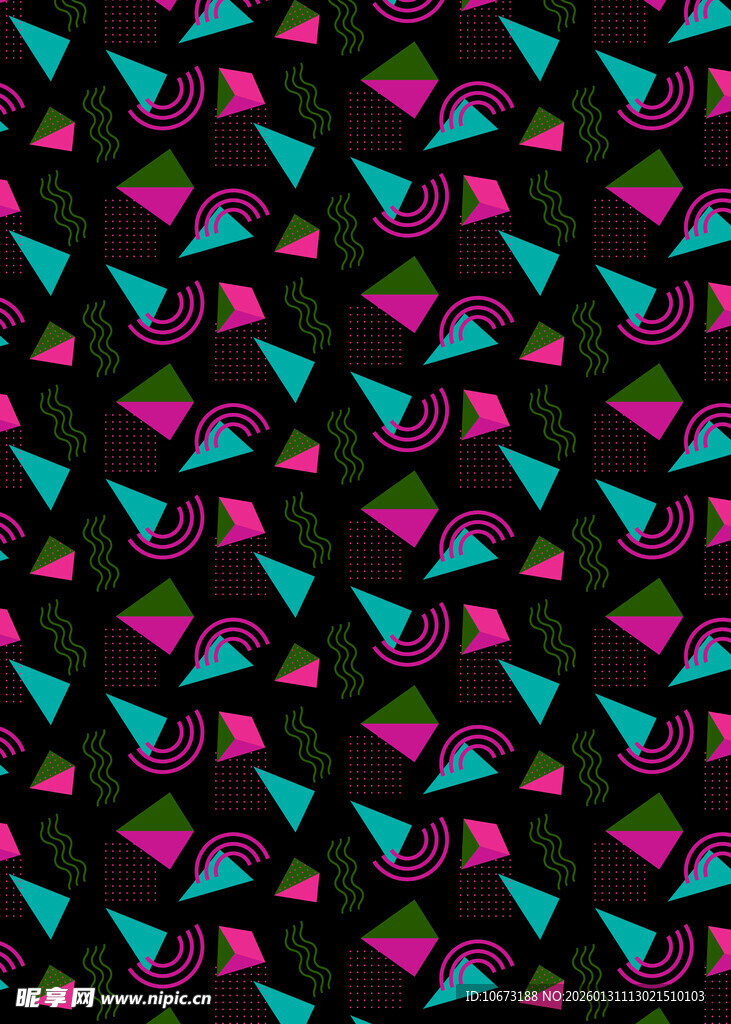 多彩几何心形图案背景