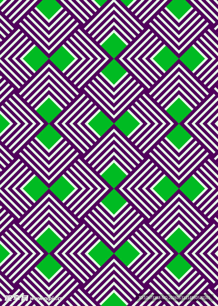 几何绿紫交织图案纹理