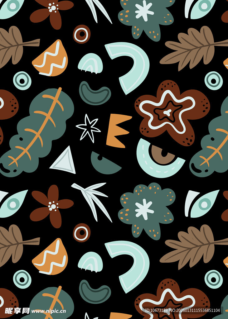 抽象植物图案无缝背景