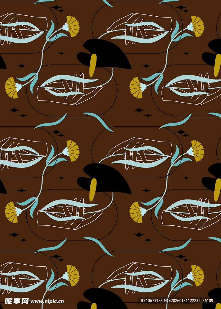 卡通风格动物植物图案背景