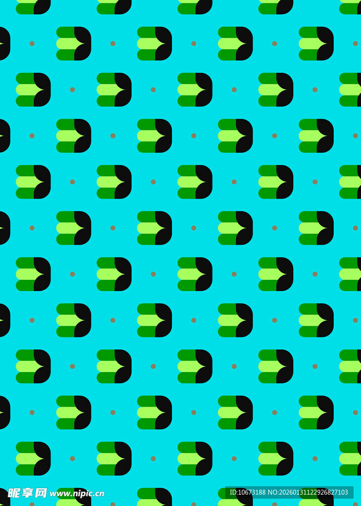 蓝底绿黄相间几何图案