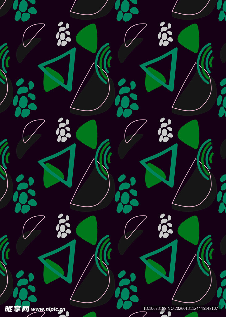 黑色底绿色植物图案纹理