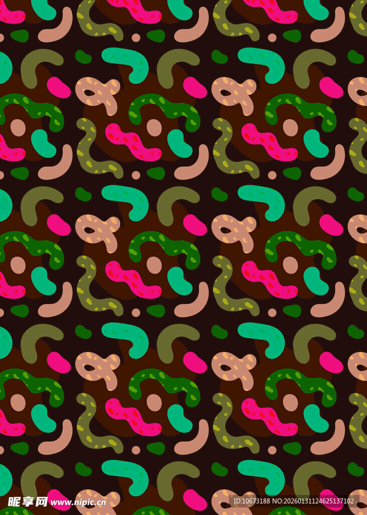 多彩卡通图案无缝背景