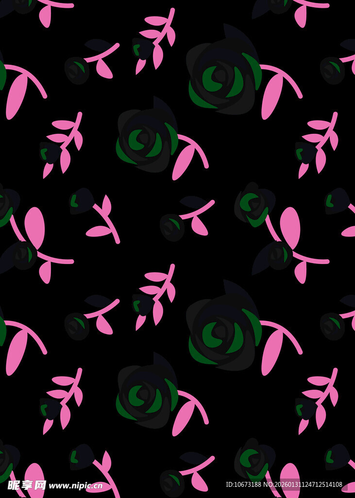 粉色蜻蜓黑色背景图案