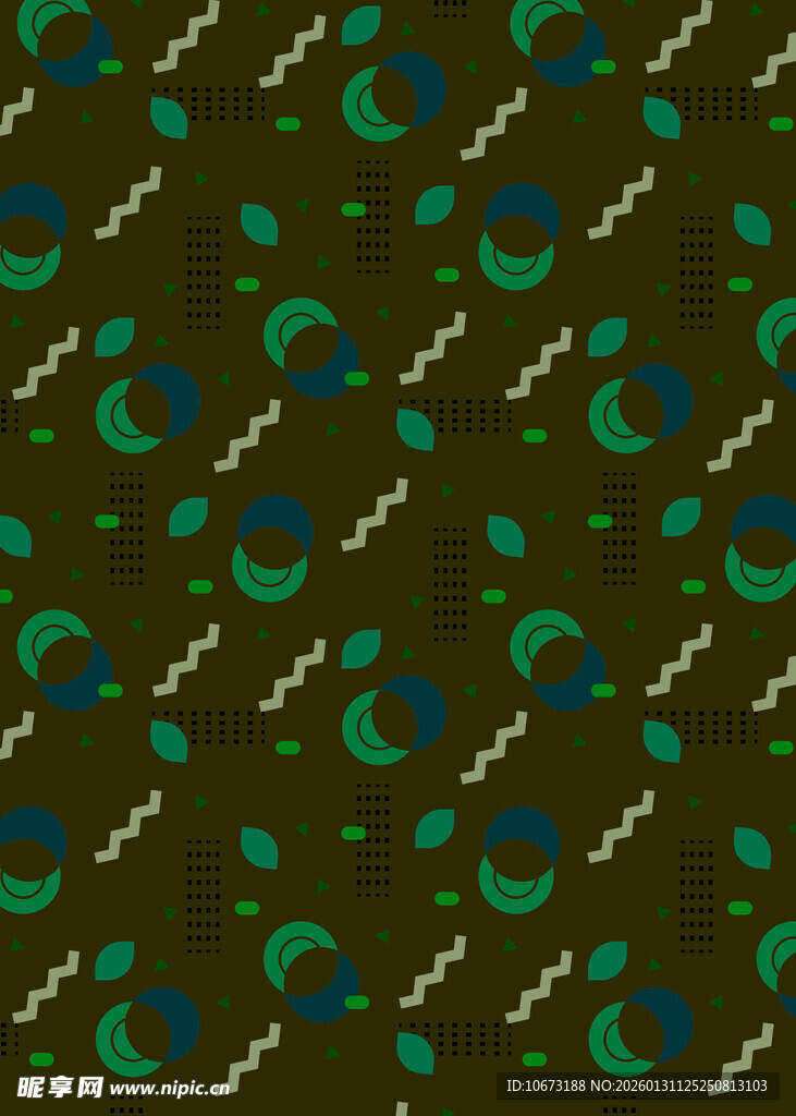 几何图案绿色系无缝背景