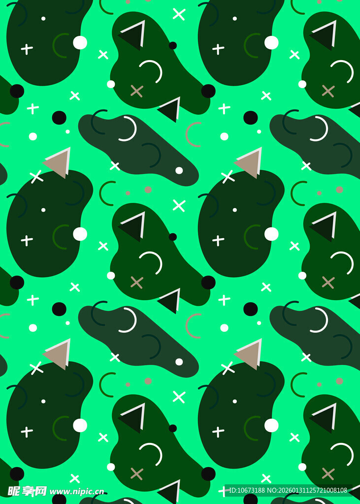 绿色背景南瓜黑猫图案