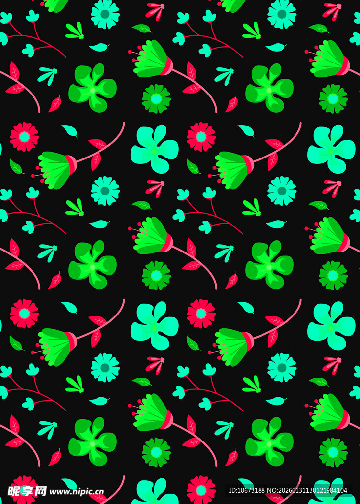 多彩圣诞元素无缝图案