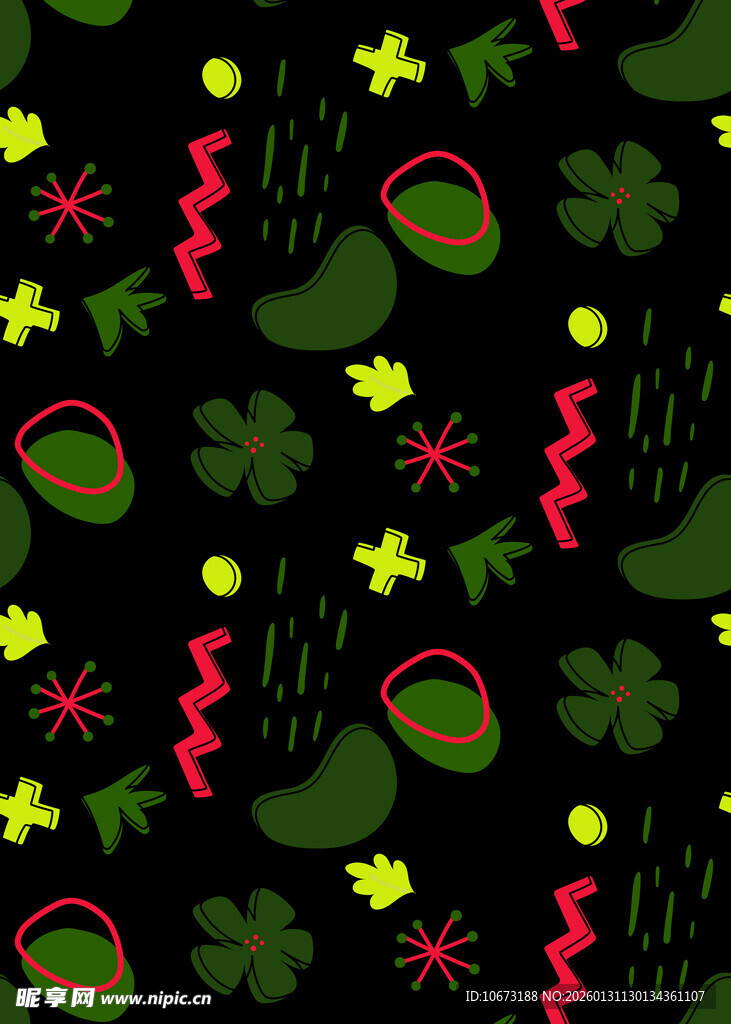 多彩卡通风植物图案背景