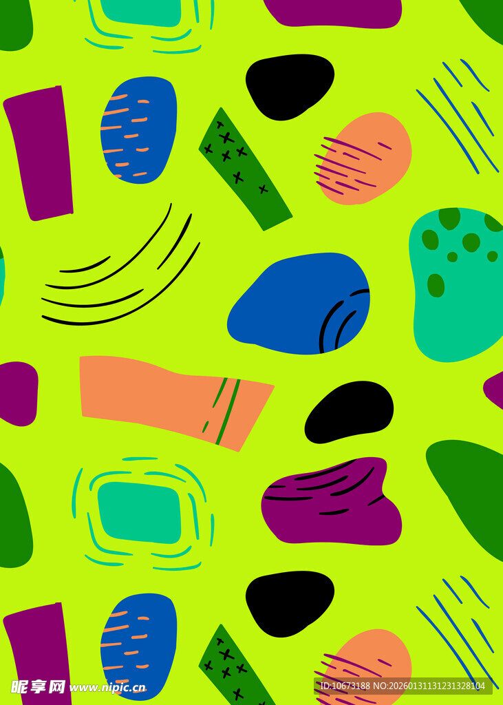 多彩几何形状无缝图案