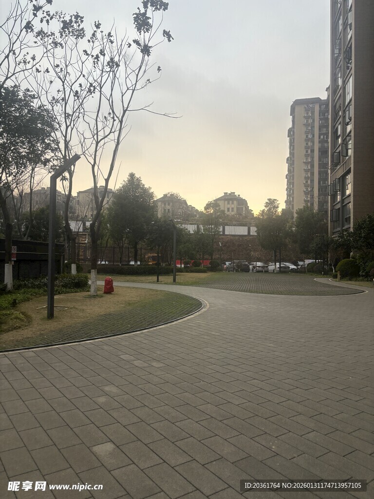 城市公园中的宁静步道