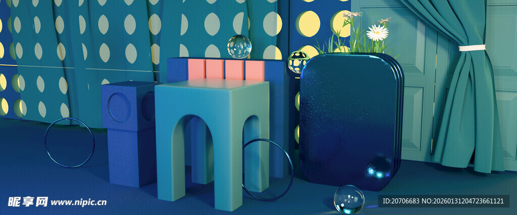 赛博舞台 科技展台 C4D 场