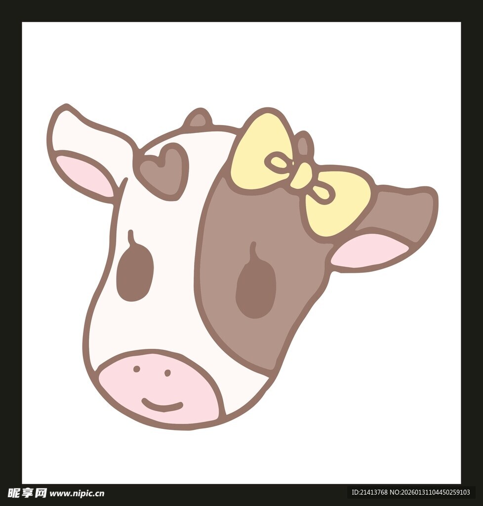 可爱奶牛头像插画