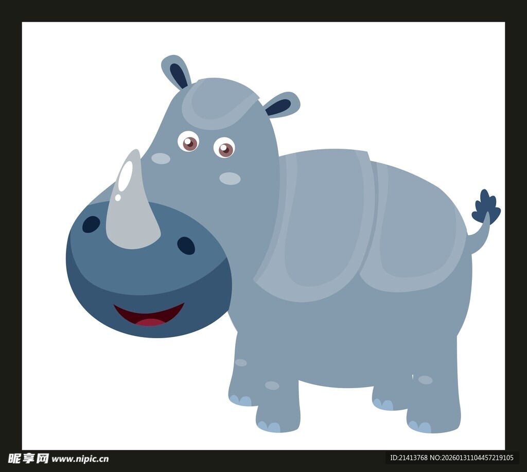 可爱卡通犀牛形象展示