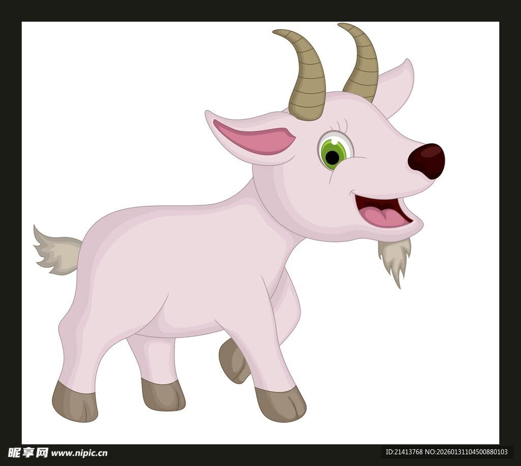 可爱粉色山羊卡通形象