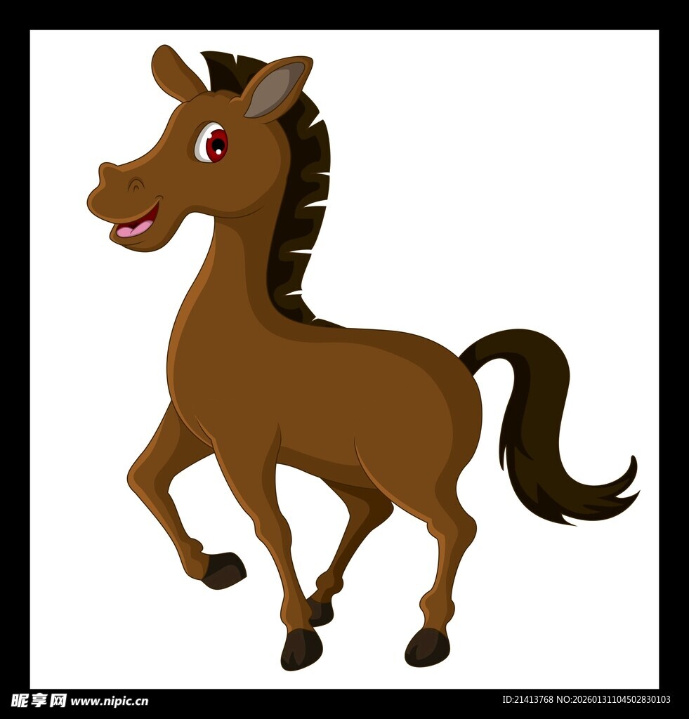 奔跑的可爱棕色小马